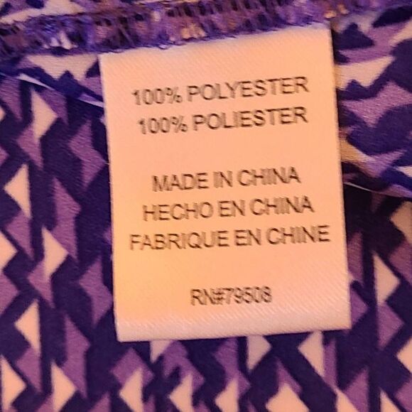 Violet & Claire Womens Blue Print Sleeveless Lightweight Blouse Plus Size - Picture 9 of 11